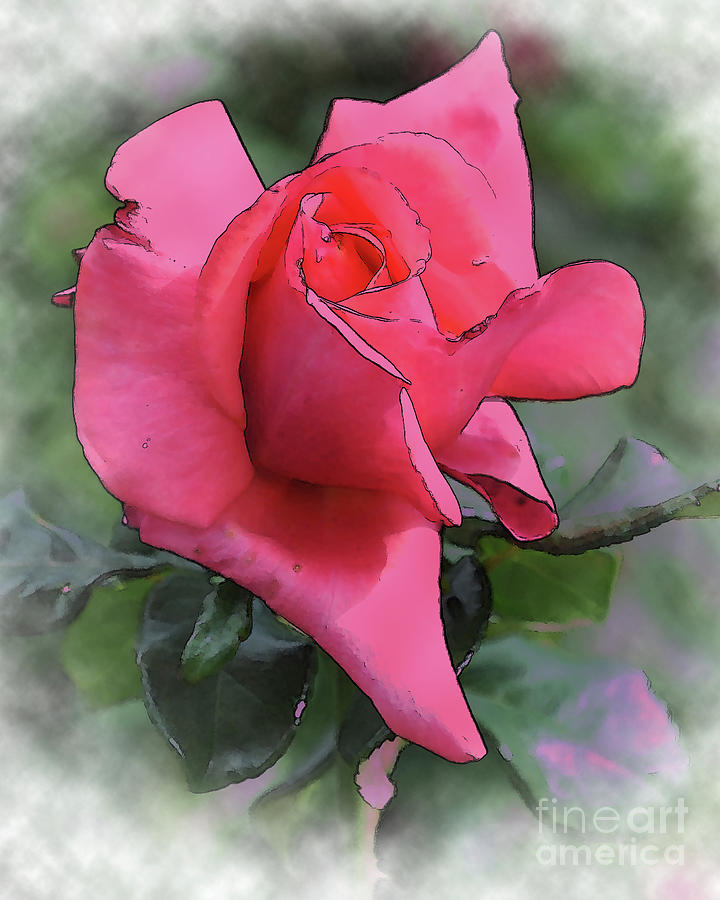 Red Rose Bud In Watercolor Digital Art by Kirt Tisdale