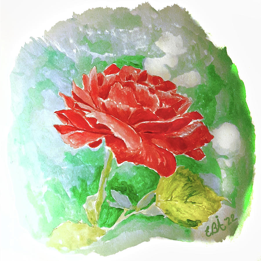Red rose Painting by Elaine Berger