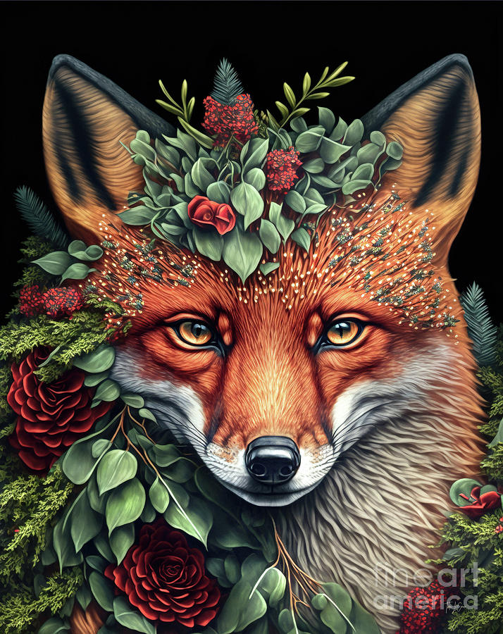 Red Rose Fox Painting by Tina LeCour