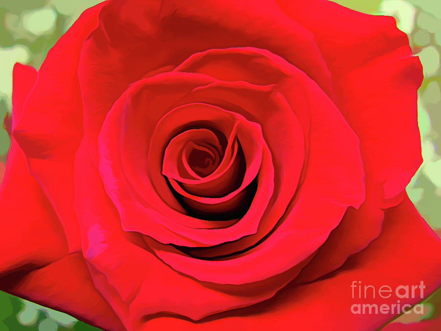 Red Rose Macro Abstract Acrylic Effect Photograph by Rose Santuci-Sofranko