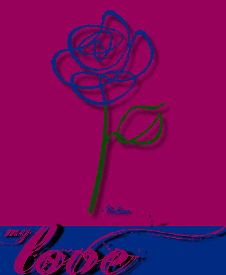 Red rose One Love Graphic Design Painting by Tony Rubino