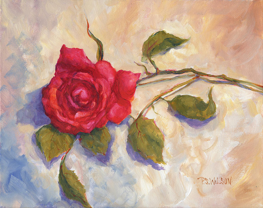 Red Rose Painting by Peggy Wilson