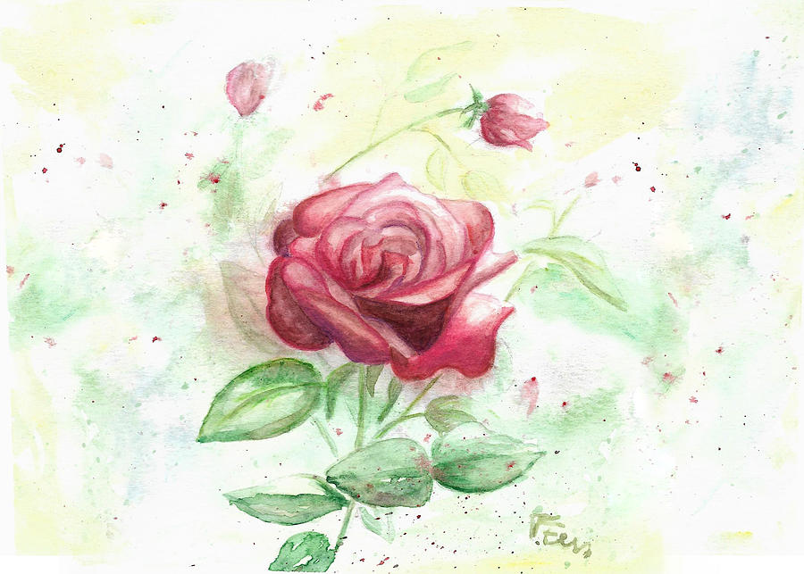 Red rose Painting by Tatiana Fess