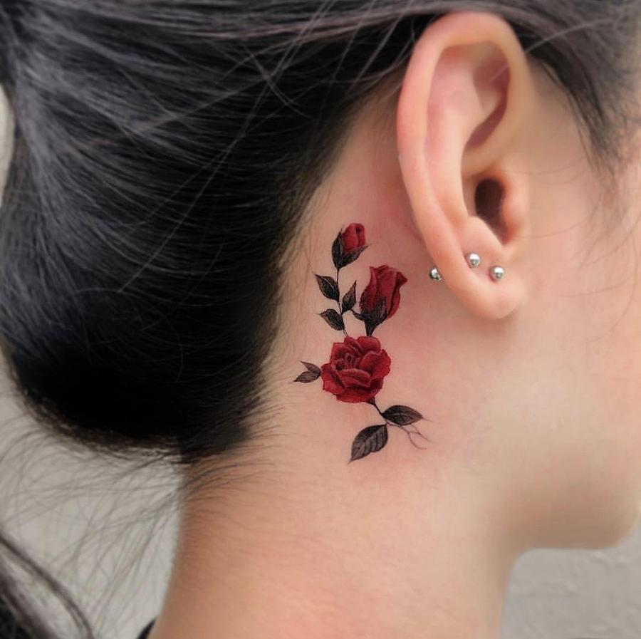 Red Rose Temporary Tattoo set of 3 - Etsy