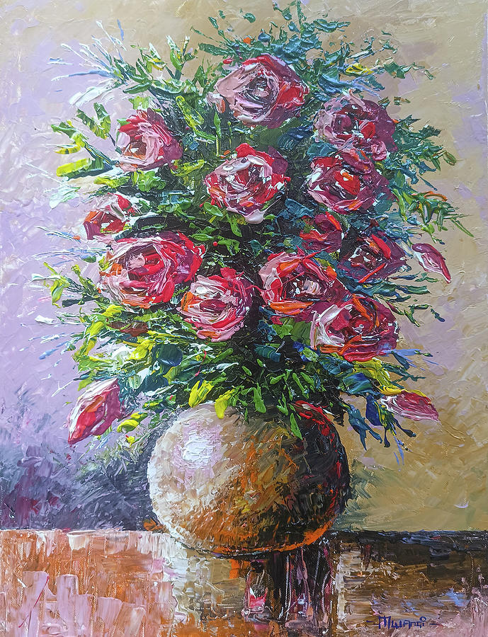 Paradise Painting - Red Roses by Anthony Mwangi