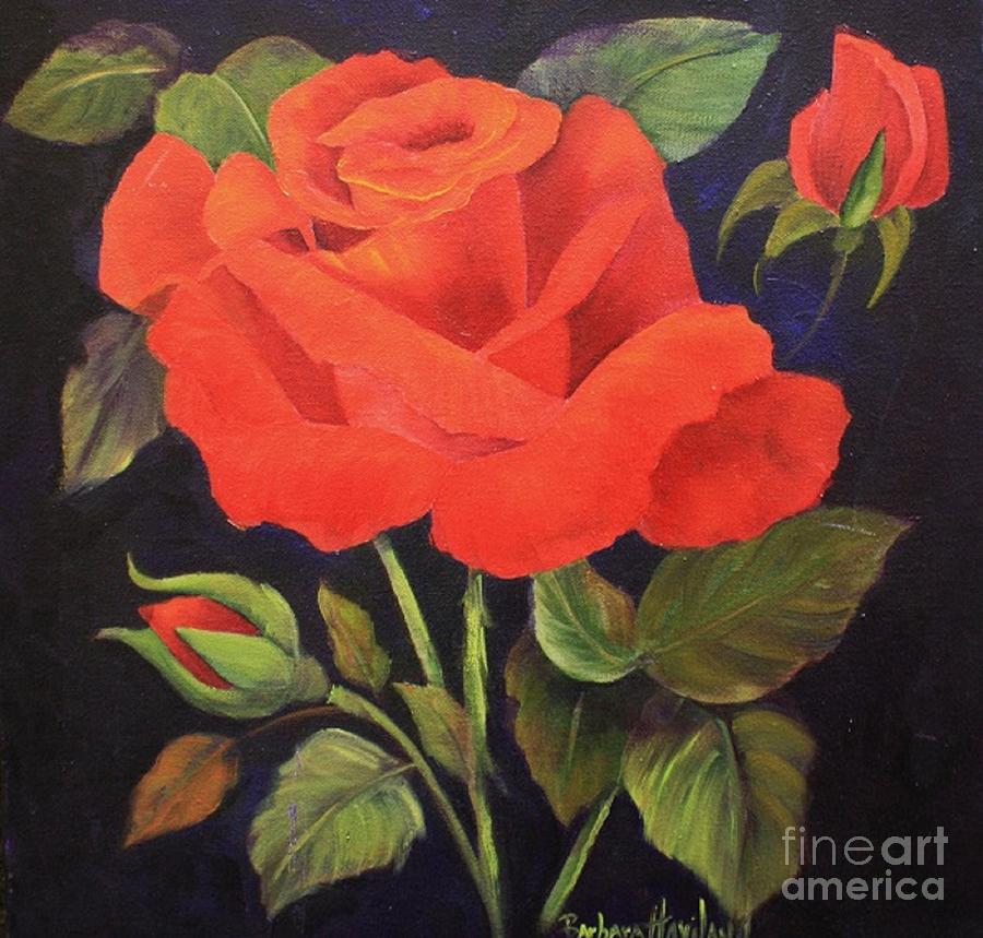 Red Roses  Painting by Barbara Haviland