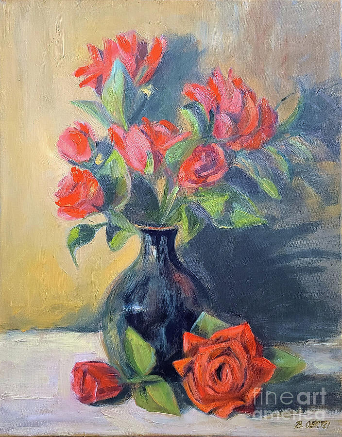 Red Roses Painting by Barbara Oertli