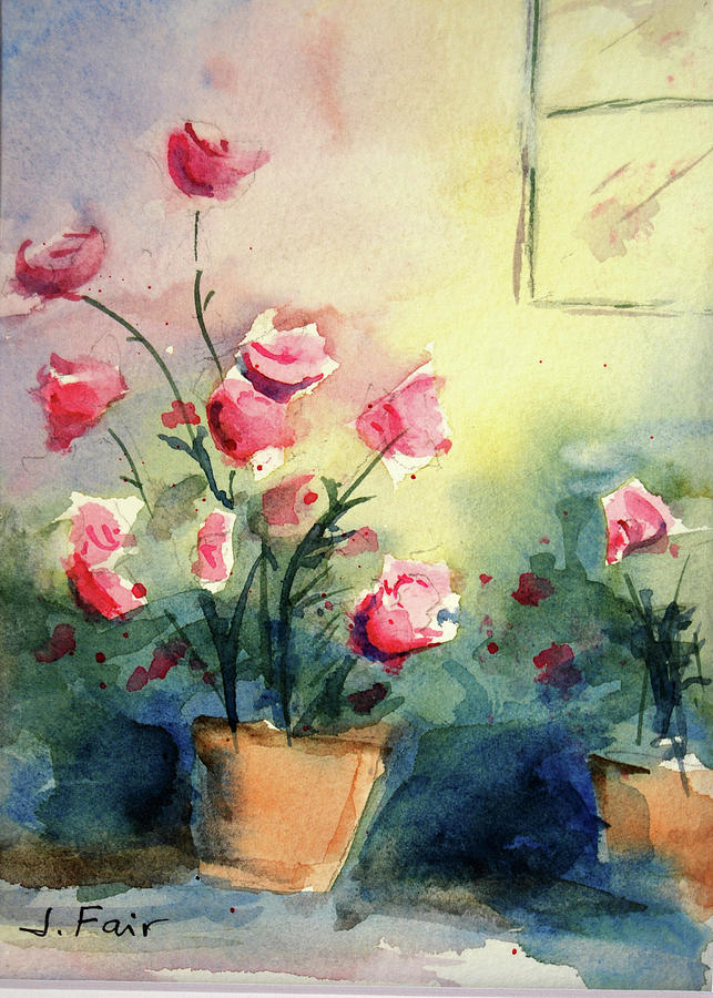 Red Roses in the Sunlight Painting by Jerry Fair