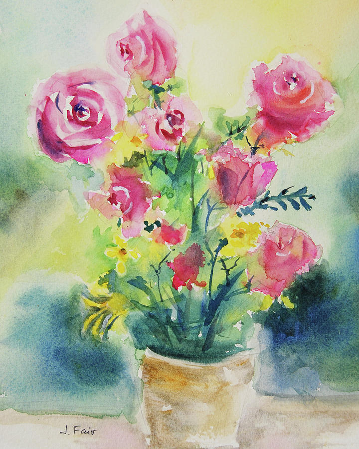 Red Roses Painting by Jerry Fair