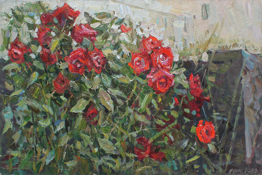 Red roses Painting by Juliya Zhukova