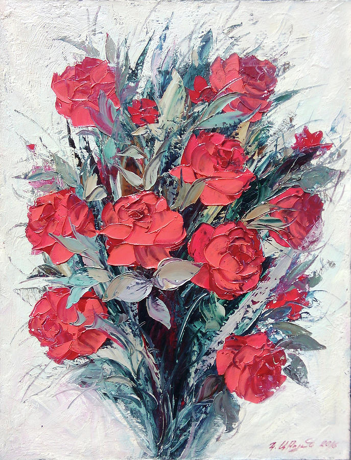 Red roses Painting by Kamo Atoyan