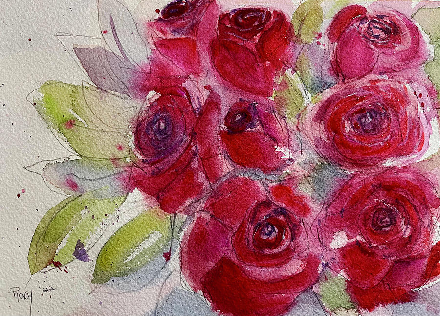 Red Roses Painting by Roxy Rich