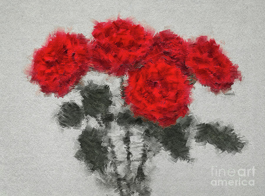 RED ROSES vivid painted over digitally  Digital Art by Tatiana Bogracheva