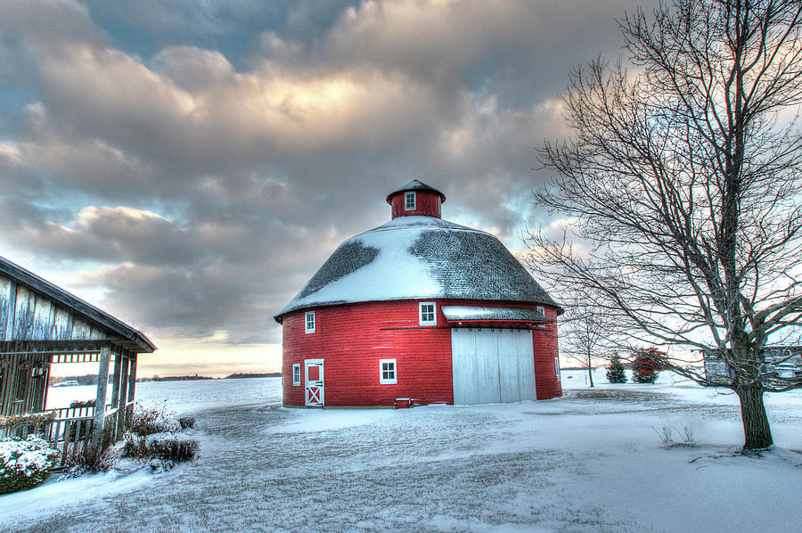 Red Round Barn-Farm- Early Morning Howard County Indiana Photograph by ...