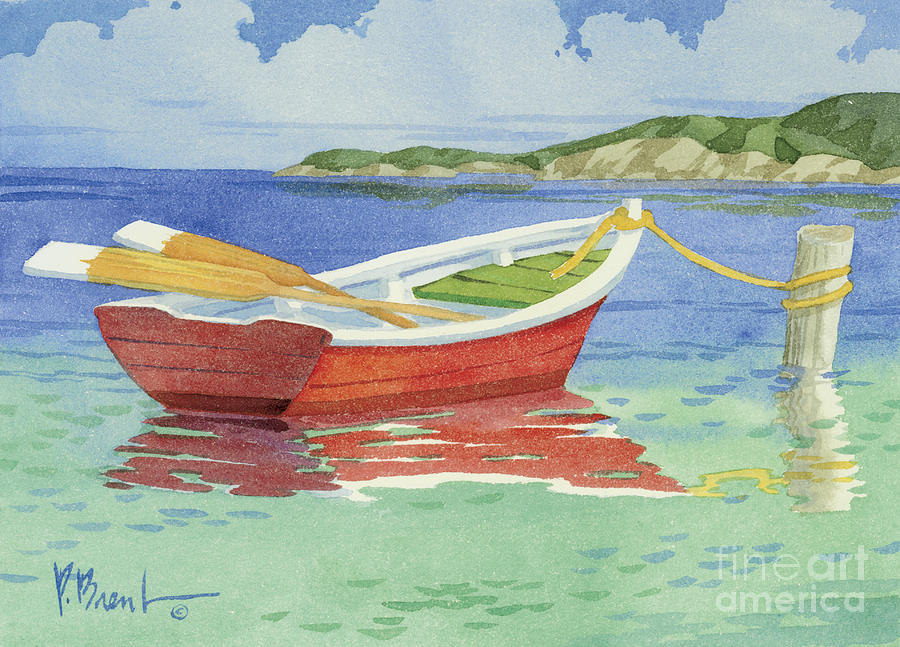 Boat Painting - Red Rowboat by Paul Brent