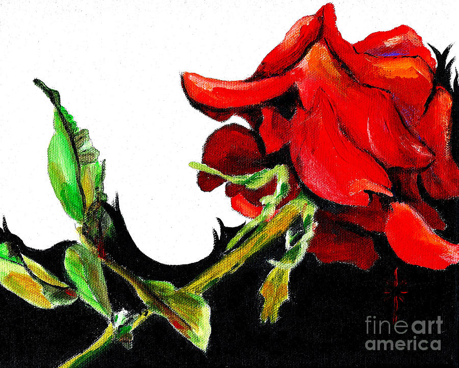 Red Rose Painting by Jodie Marie Anne Richardson Traugott          aka jm-ART