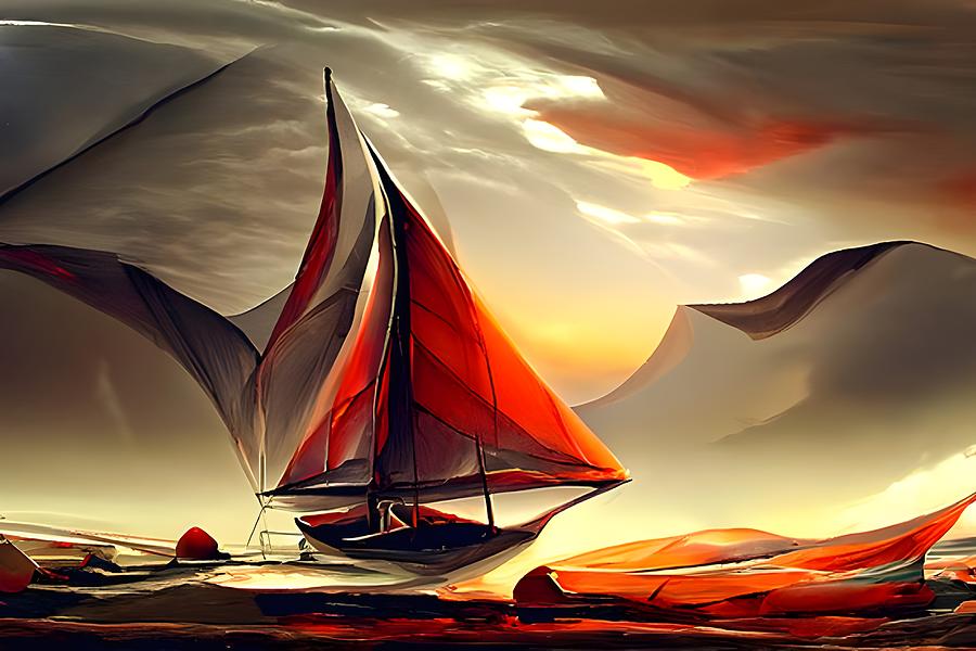Red Sail Digital Art by Beverly Read