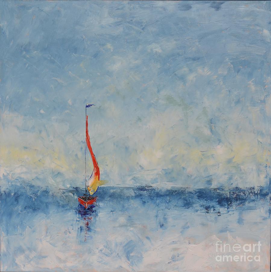 Red Sail Blue Sky Painting by Patricia Caldwell