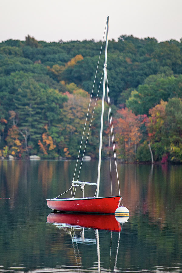 Red Sailboat Photograph by Denise Kopko
