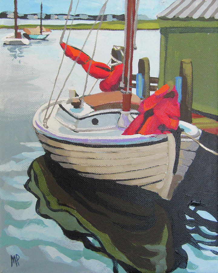 Red Sail Painting by Melinda Patrick