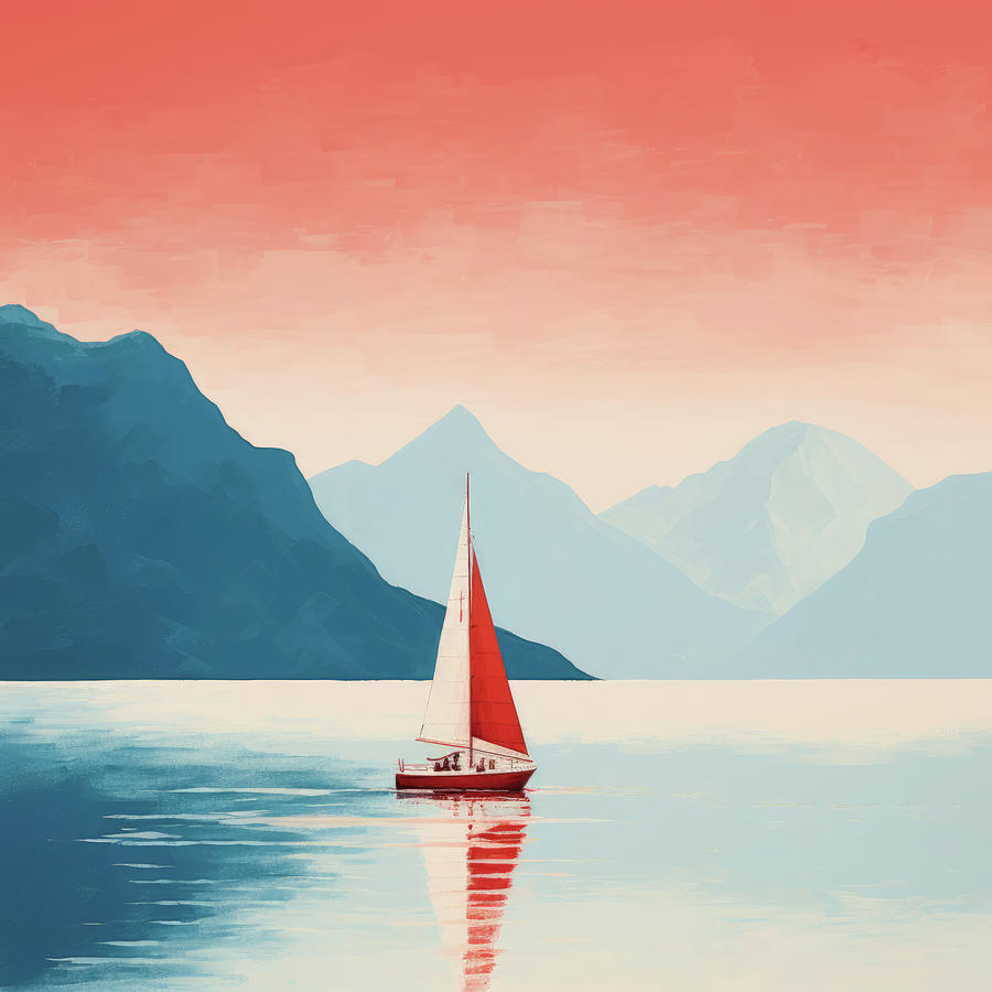 Red Sailboat Digital Art by Imagine ART