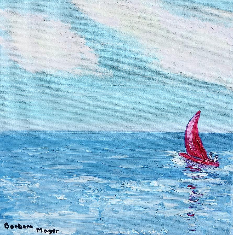 Red Sails Painting by Barbara Magor