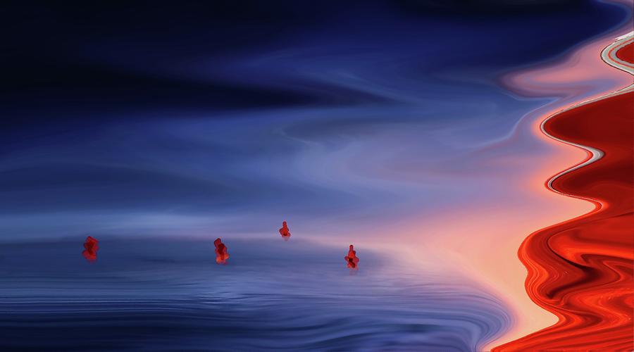 Red Sails Abstract  Digital Art by David Dehner
