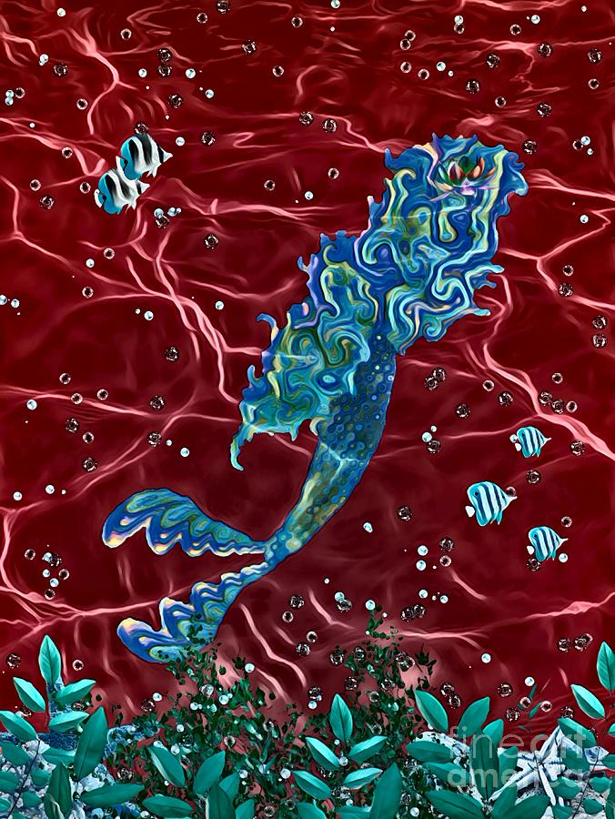 Red Sea Mermaid  Digital Art by Rachel Hannah