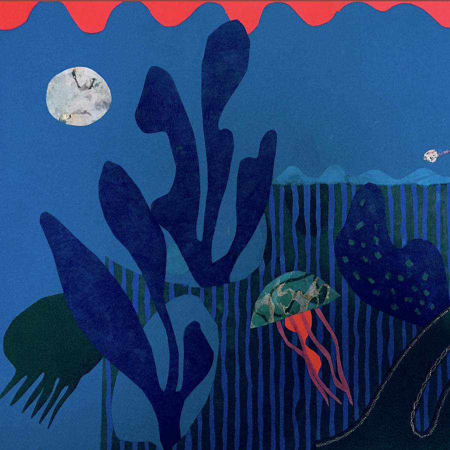 Red Sea Under the Moon Mixed Media by Shoshanah Dubiner