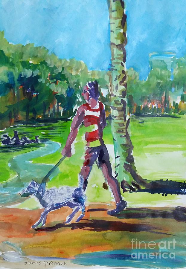 Red Shirt Blue Dog Painting by James McCormack