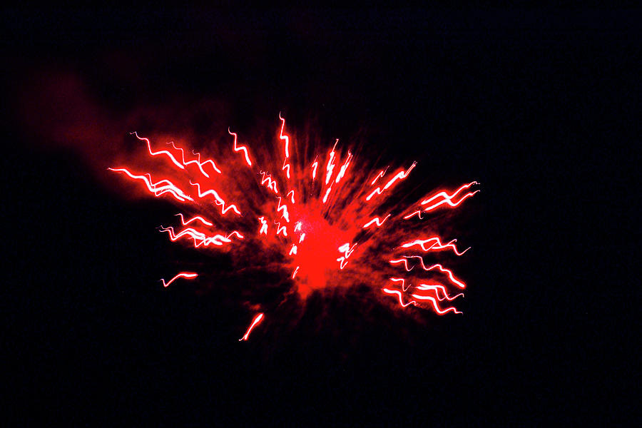 Red Shocker Firework Explosion Photograph