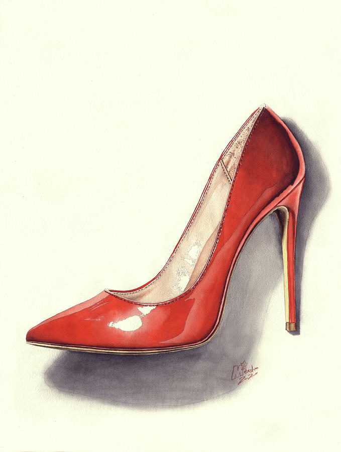 Hyperrealism Painting - Red Shoe by Mikhail Starchenko