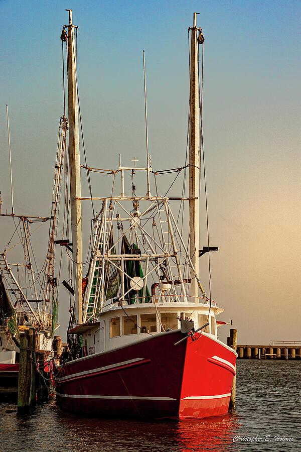 Boat Photograph - Red Shrimp Boat by Christopher Holmes