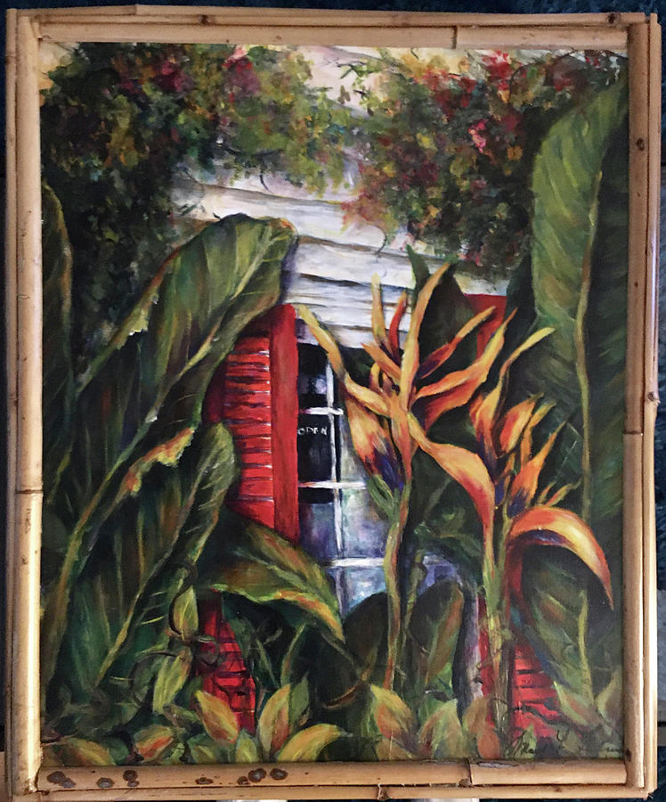 Red Shutters is Open Painting by Mary Silvia