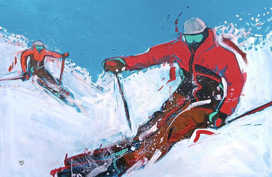 Red Ski Painting by John Gholson Red Ski Painting by John Gholson