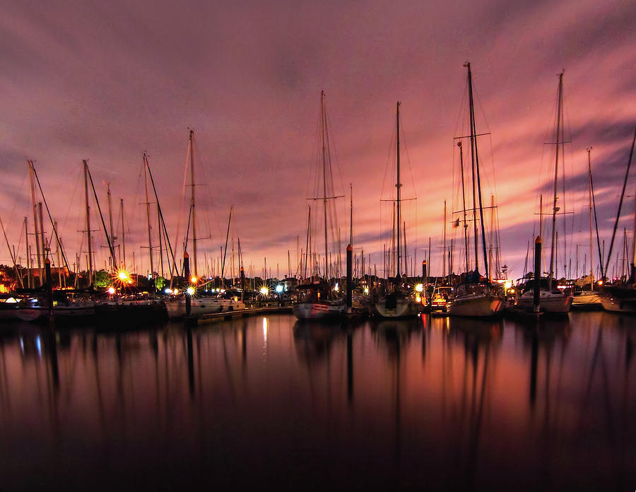 Boat Photograph - Red Skies at Night by Linda Unger