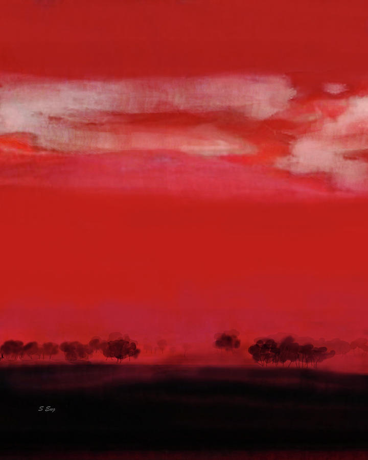 Red Sky in the Morning Vertical 2 Painting by Sharon Williams Eng