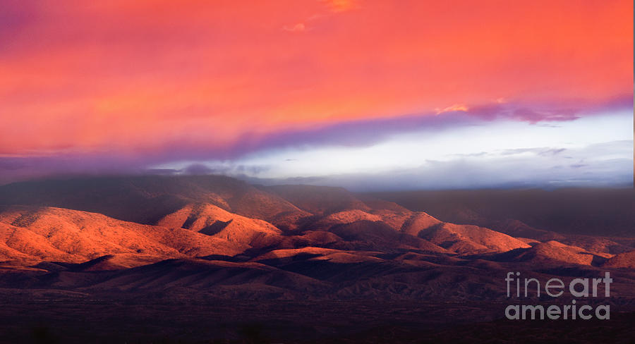 Red Sky Over the Desert Hills Photograph by Leslie Wells
