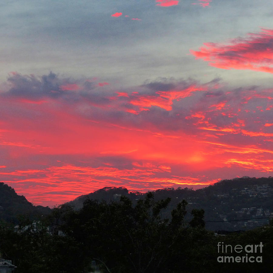 Red Sky Over Zihuatanejo Photograph by Rosanne Licciardi