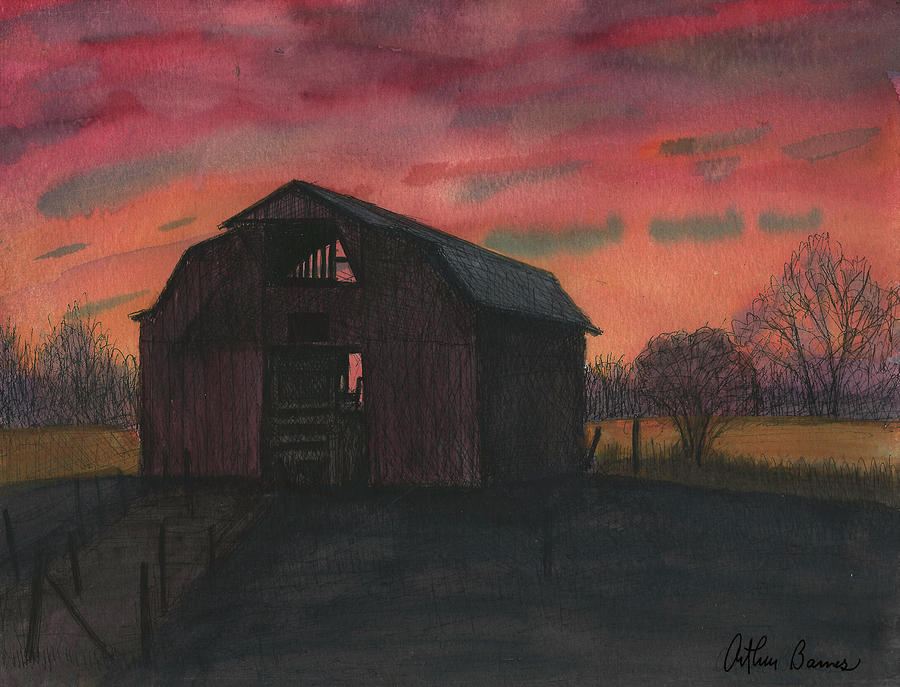 Red Sky White Bluff Painting