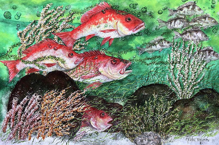 Red Snappers Painting by Nelda Mann Culpepper | Fine Art America