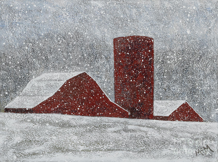 Red Snow Barn II Painting by Garry McMichael