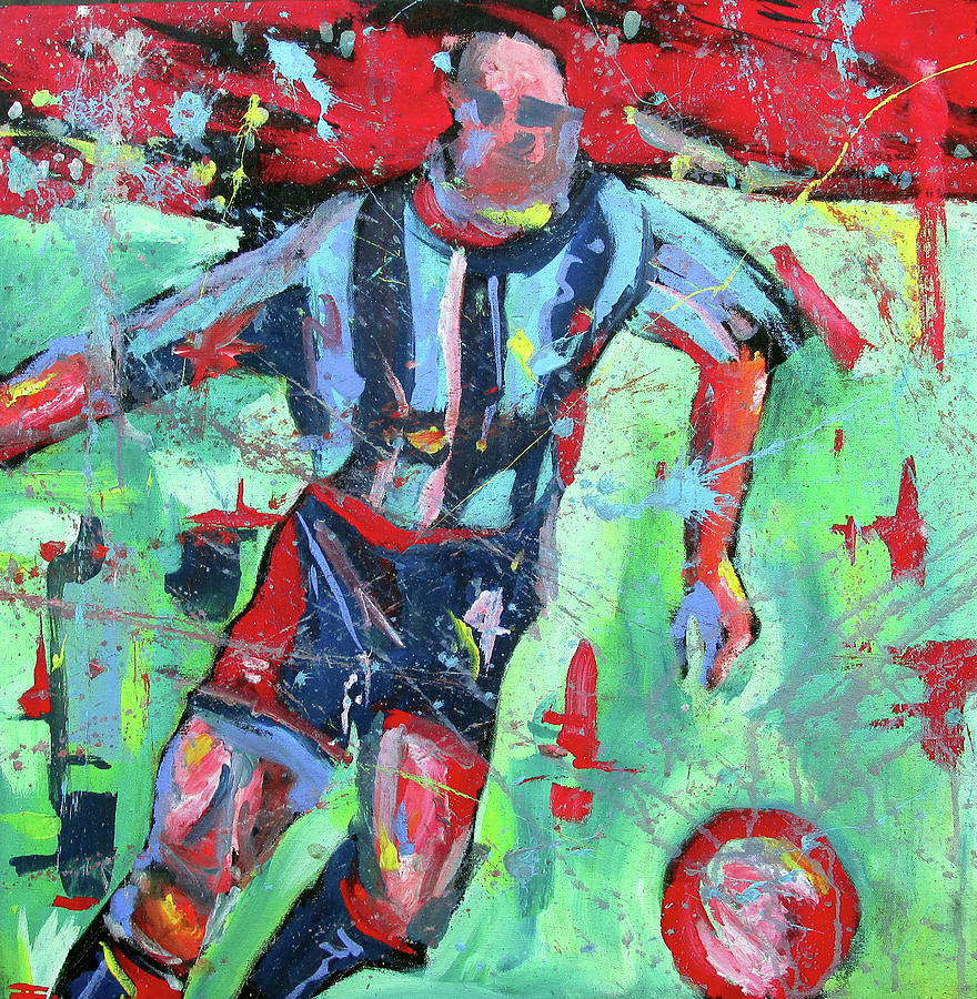 Red Soccer Painting by John Gholson