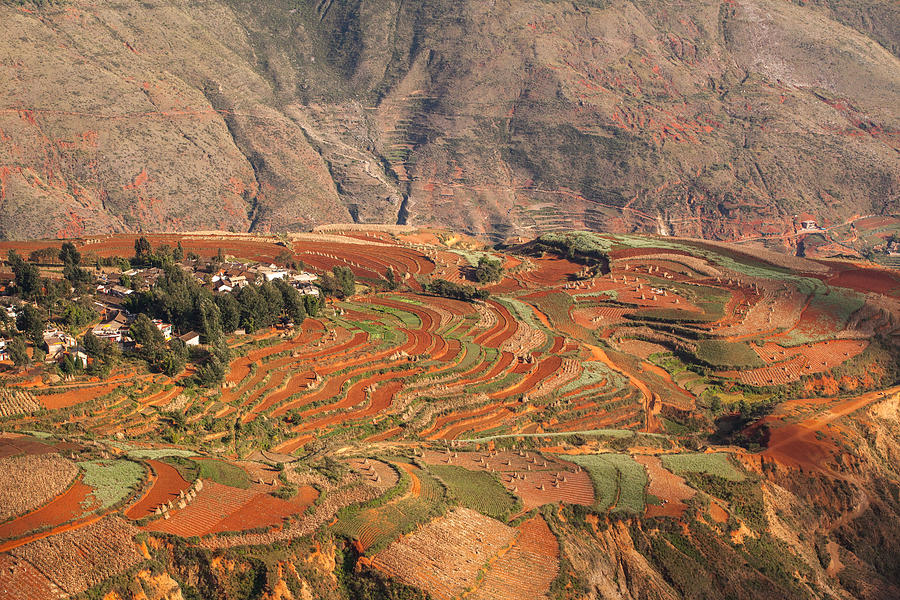 Red soil farmlands in Dongchuan district Photograph by MOAimage