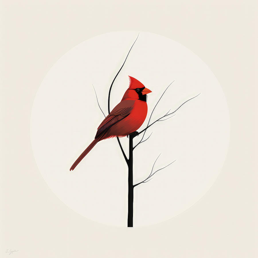 Red Cardinal Painting - Red Solitude Art by Lourry Legarde