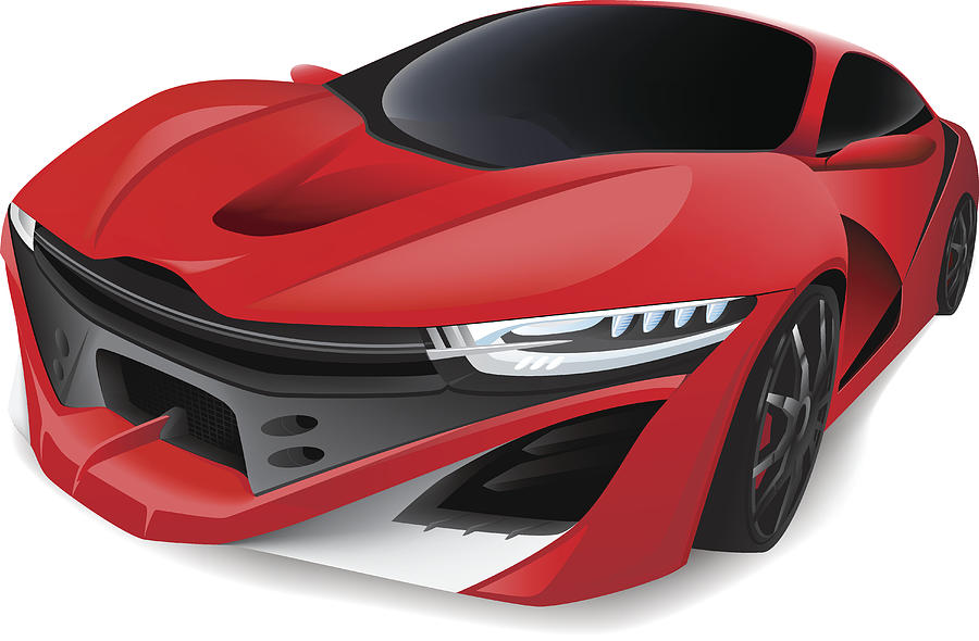 Red Sports Car Drawing by Dic