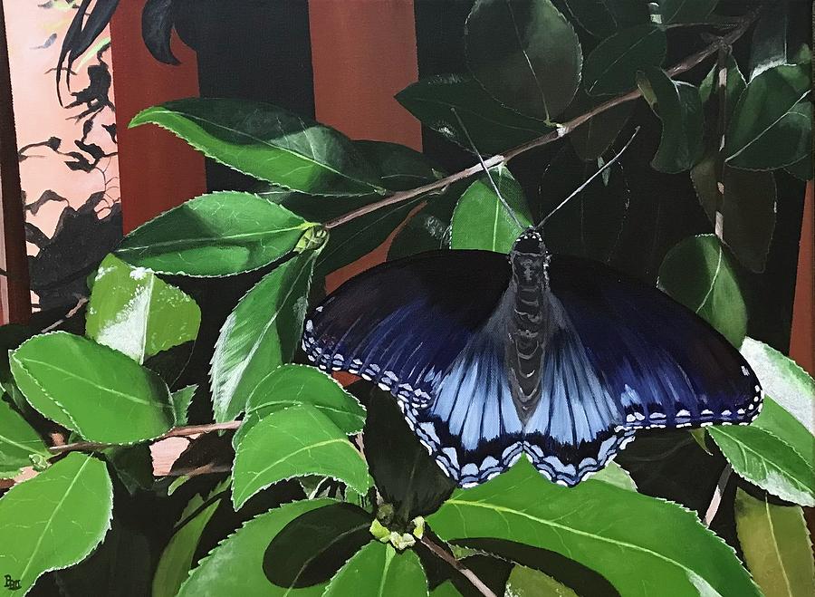 Red Spotted Purple Butterfy Painting by Boots Quimby