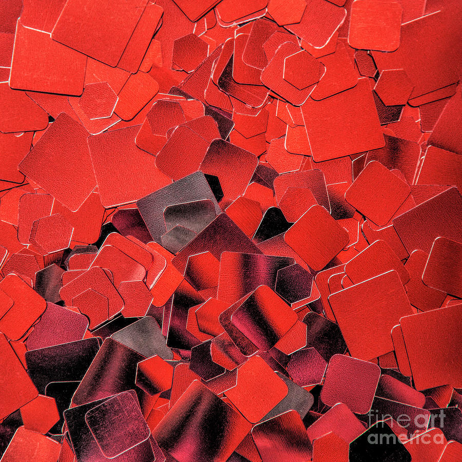 Glitter Photograph - Red Square Confetti Macro by Elisabeth Lucas