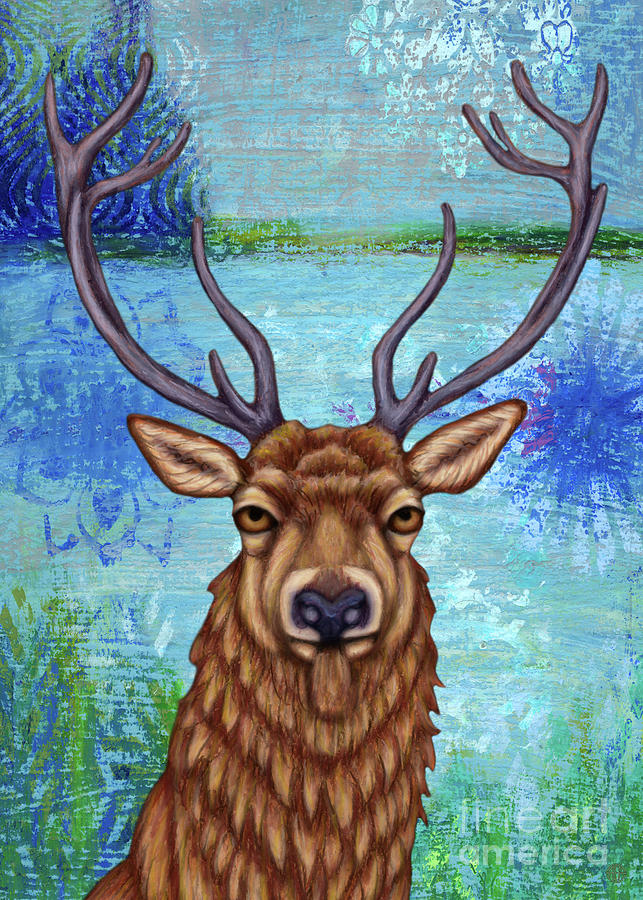 Red Stag Lake Painting by Amy E Fraser
