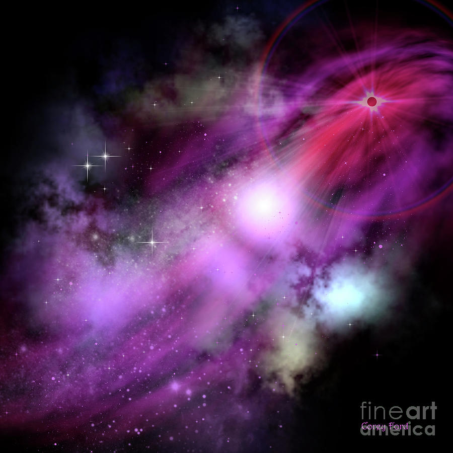 Red Star Nebula Digital Art by Corey Ford